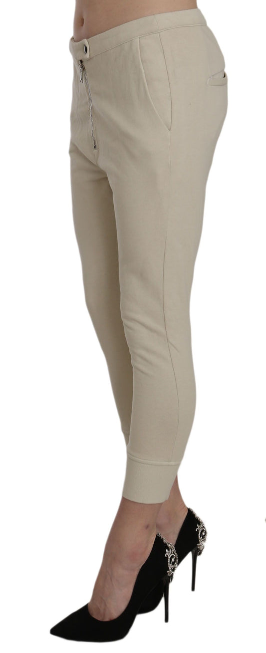 Dondup Chic Beige Skinny Cropped Cotton Pants