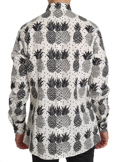 Dolce & Gabbana White Pineapple Cotton Top Shirt