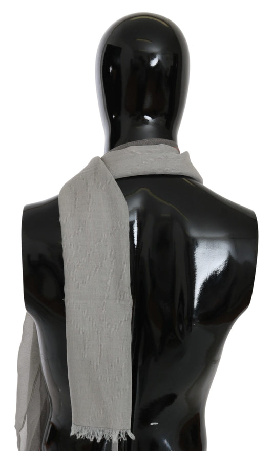 Costume National Gray Fringe Neck Wrap Cotton Scarf