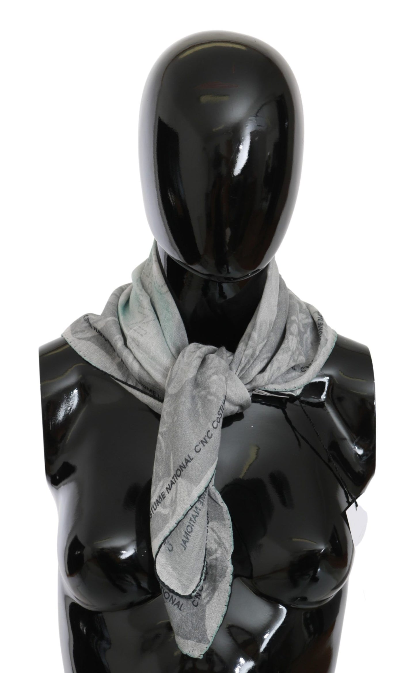 Costume National Gray Silk Shawl Foulard Wrap Scarf