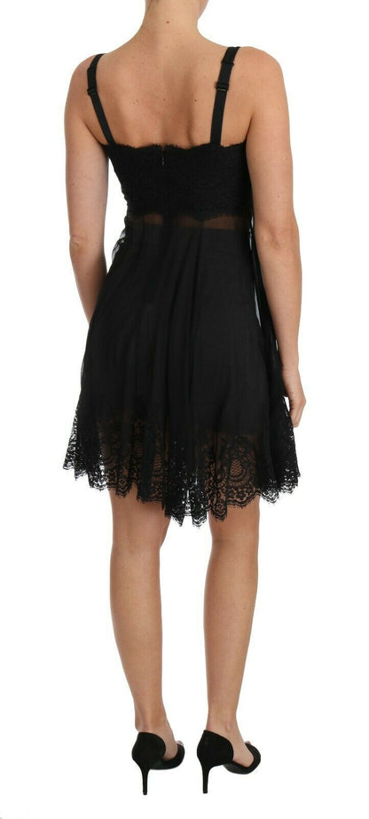 Dolce & Gabbana Black Silk Lace Dress Chemise Lingerie