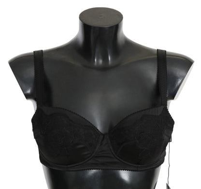 Dolce & Gabbana Elegant Black Lace Silk Bra