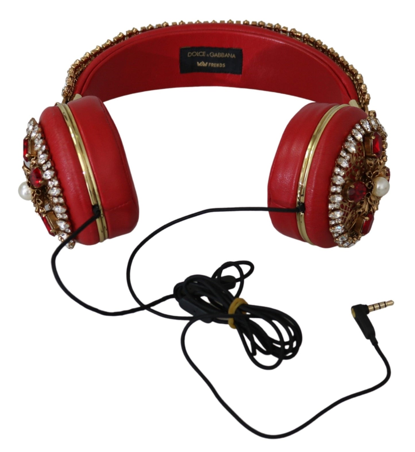 Dolce & Gabbana FRENDS Leather Red Floral Crystal Headset Headphones