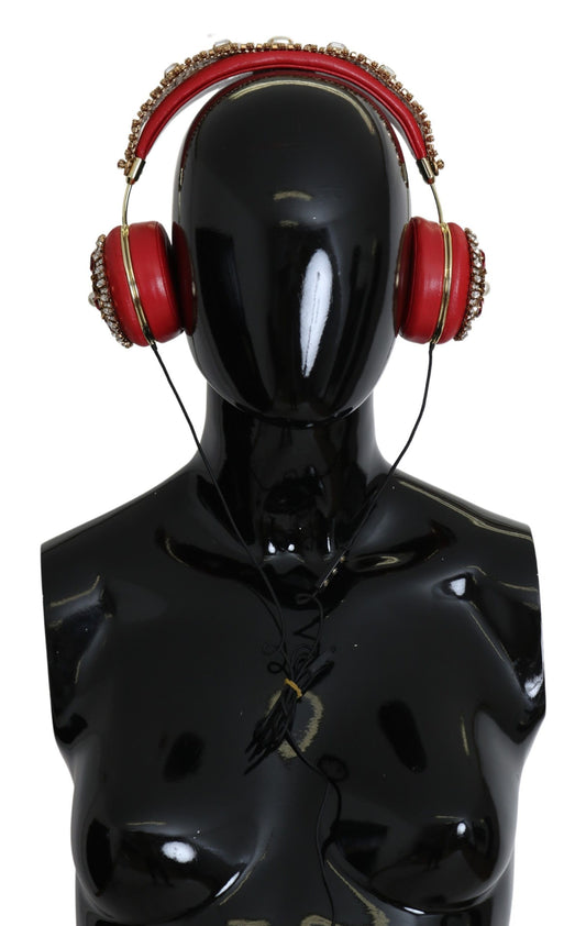 Dolce & Gabbana FRENDS Leather Red Floral Crystal Headset Headphones