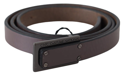 Costume National Brown Leather Tactical Logo Buckle Dark