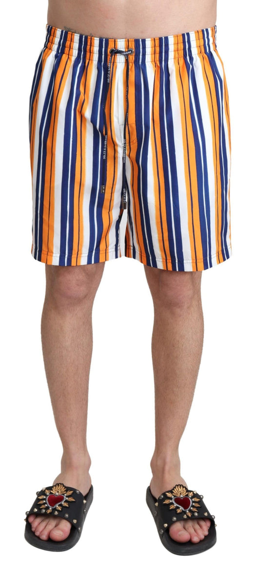 Dolce & Gabbana Multicolor Striped Beachwear Swimshorts