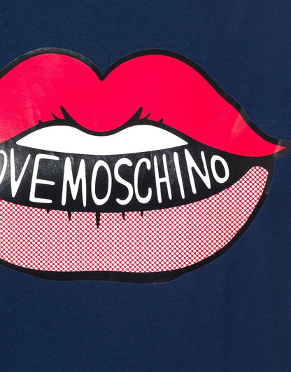Love Moschino Navy Blue Cotton Women T-Shirt