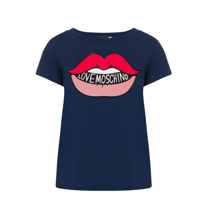 Love Moschino Navy Blue Cotton Women T-Shirt