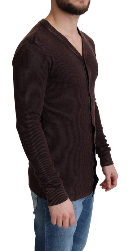 Dolce & Gabbana Elegant Brown Wool Blend Cardigan Sweater