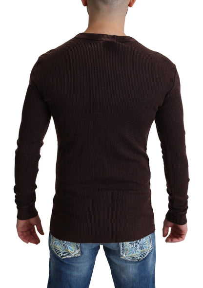 Dolce & Gabbana Elegant Brown Wool Blend Cardigan Sweater
