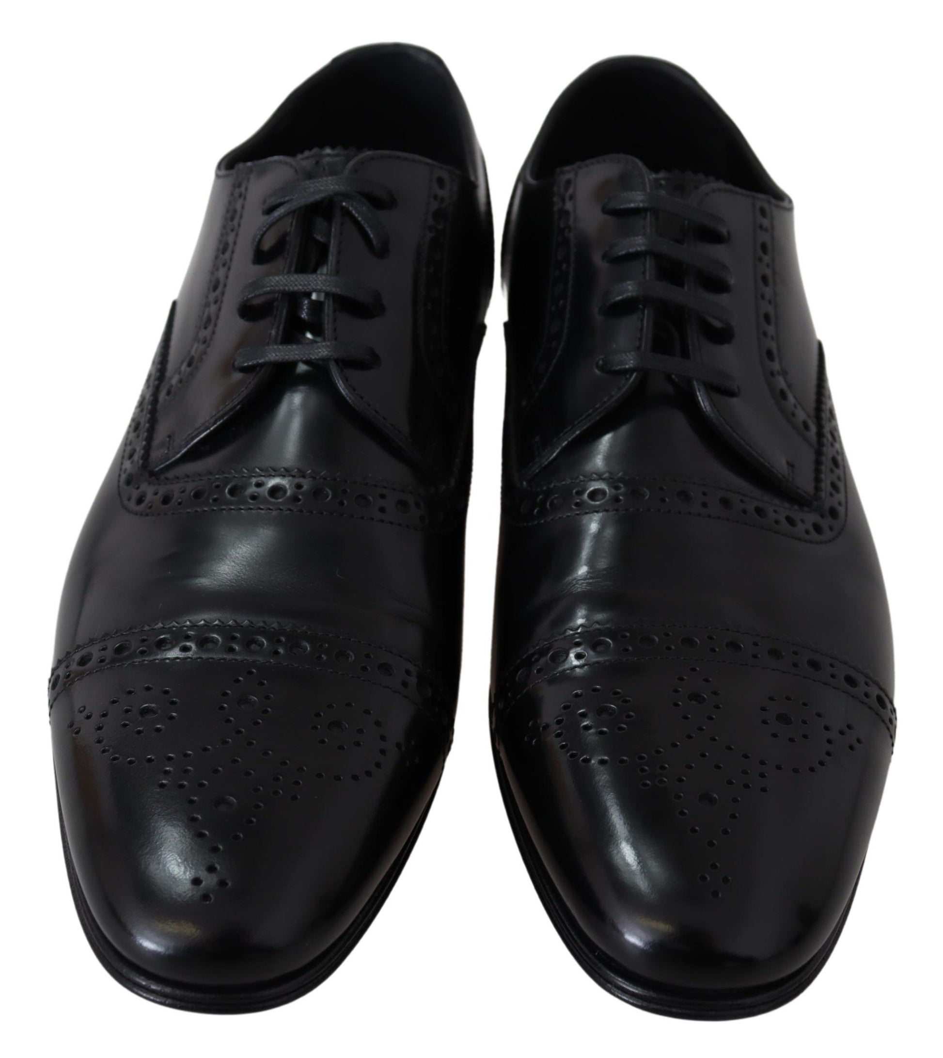 Dolce & Gabbana Black Leather Men Derby Formal Loafers Shoes