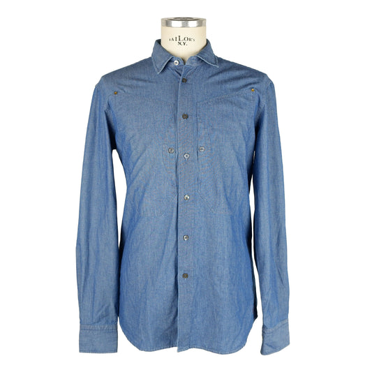 Jeckerson Blue Cotton Men Shirt