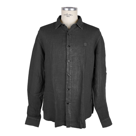 Jeckerson Gray Linen Men Shirt