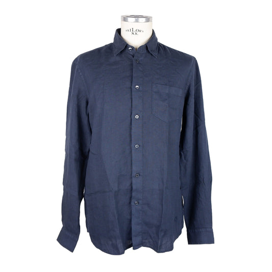 Jeckerson Blue Linen Men Shirt