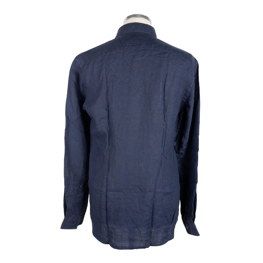 Jeckerson Blue Linen Men Shirt