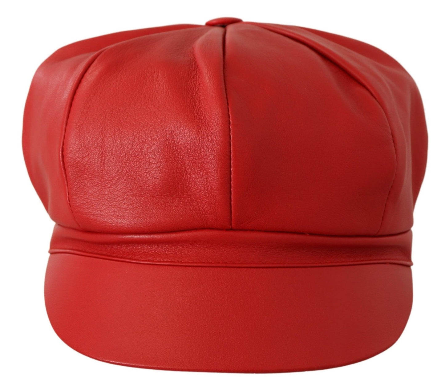 Dolce & Gabbana Red Leather DG Amore Cabbie Newsboy Hat