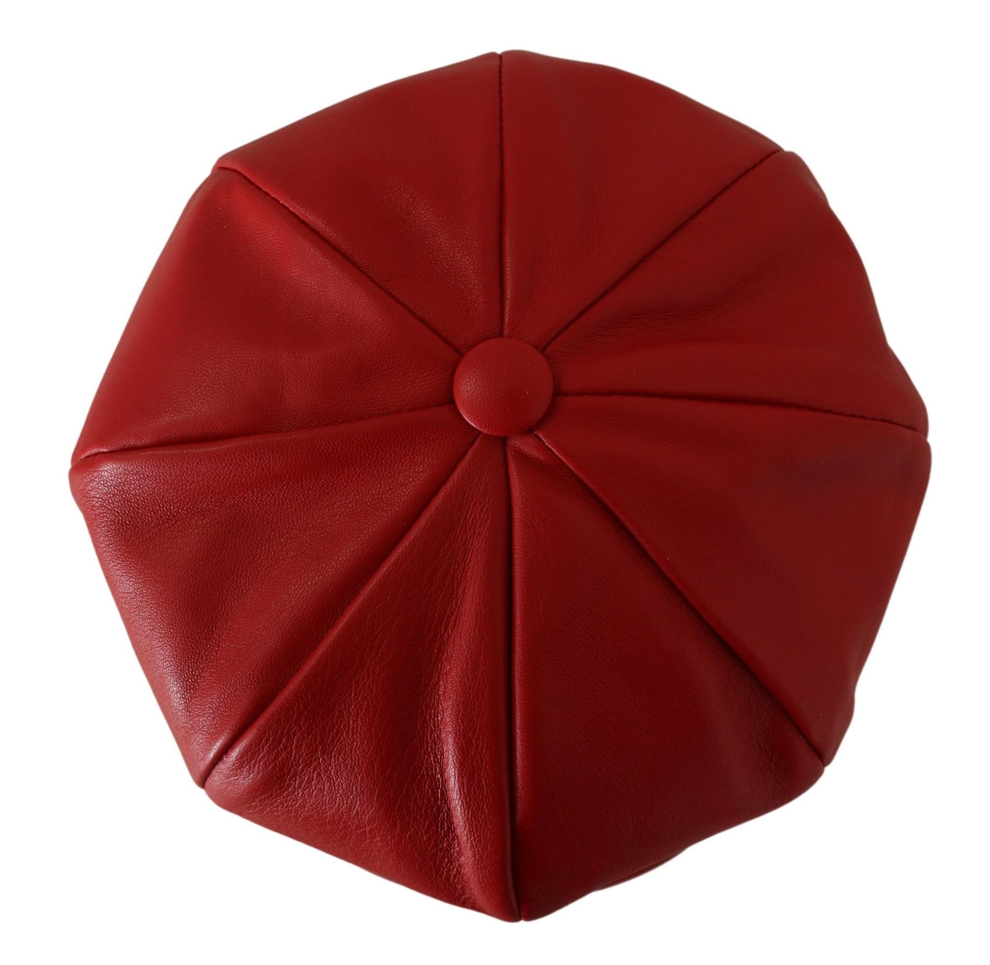 Dolce & Gabbana Red Leather DG Amore Cabbie Newsboy Hat