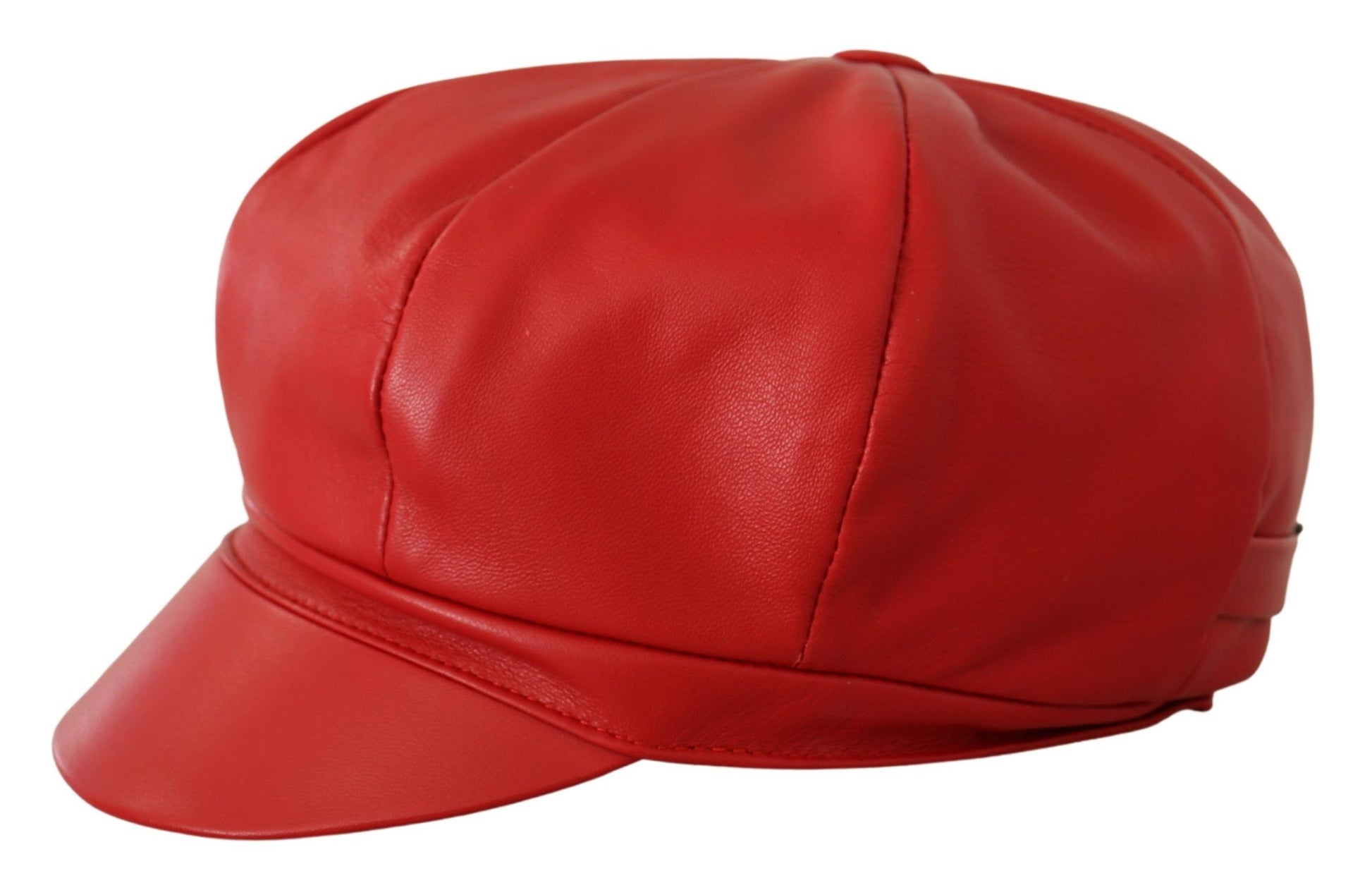 Dolce & Gabbana Red Leather DG Amore Cabbie Newsboy Hat