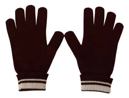 Dolce & Gabbana Red White D&G Logo Crown Cashmere Gloves