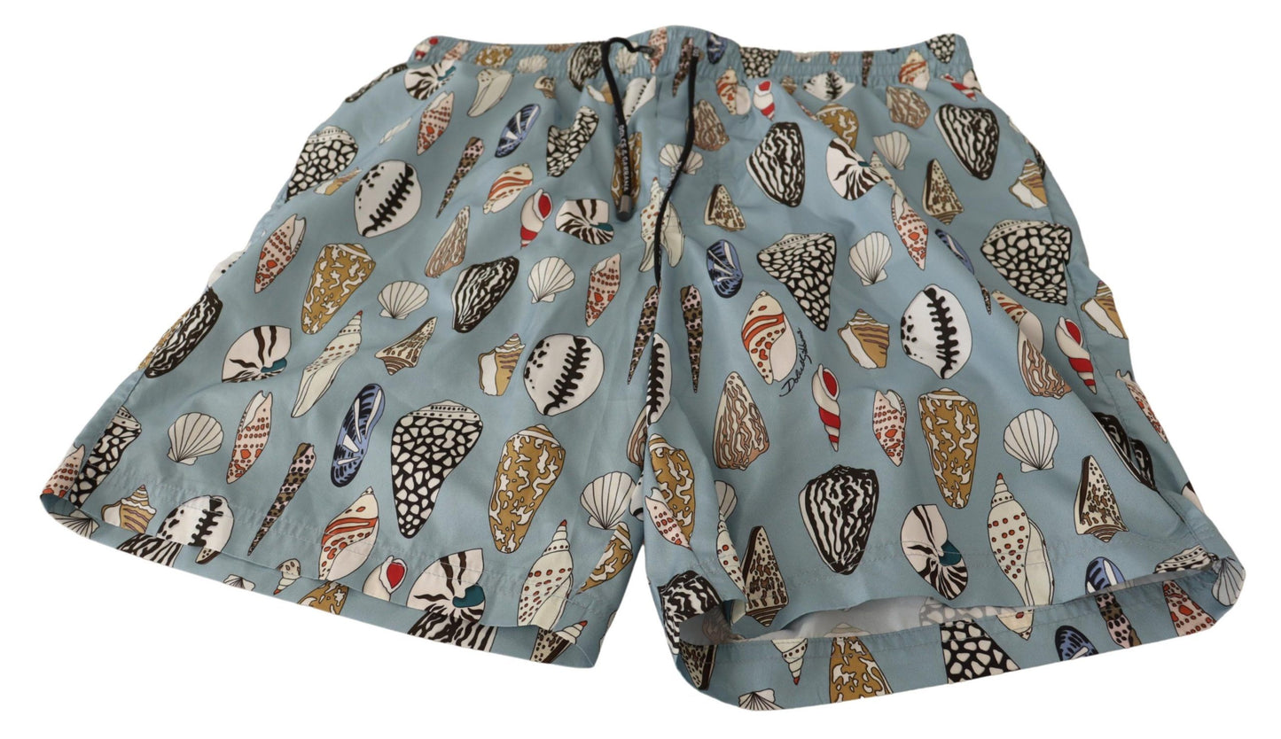 Dolce & Gabbana Blue Seashell Beachwear Swimwear Shorts