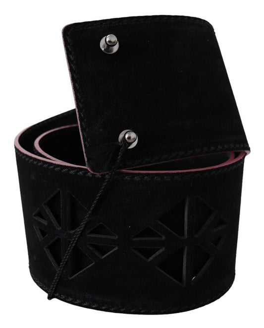 Costume National Black Leather Wide Waist Studded Women Belt