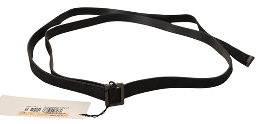Costume National Black Leather Metal Buckle Waist Belt
