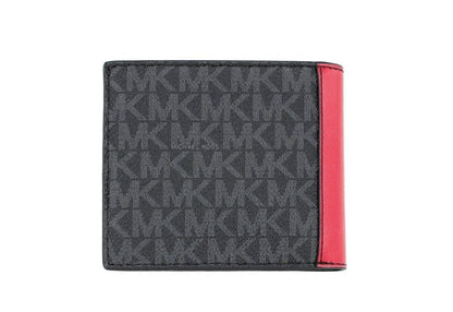 Michael Kors Cooper Black Flame Signature Leather Graphic Logo Billfold Wallet