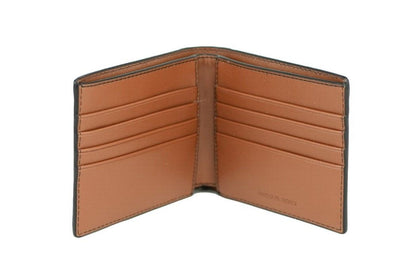 Michael Kors Cooper Brown Neon Signature Leather Graphic Logo Billfold Wallet