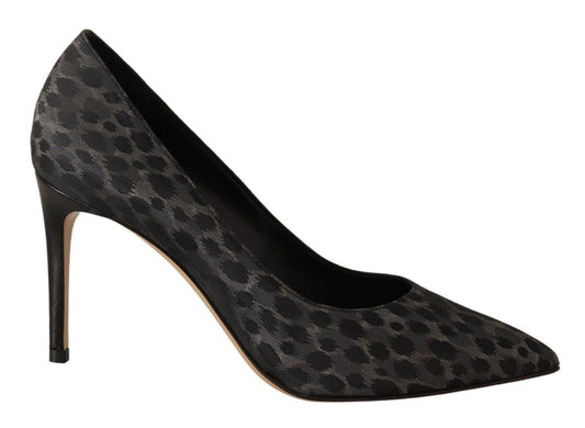 Sofia Elegant Black Leopard Print Leather Heels