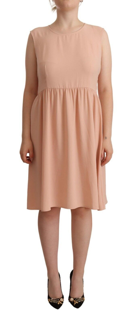 Twinset Elegant Beige Sleeveless Shift Dress