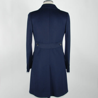 Made in Italy Elegant Blue Virgin Wool Martingale Coat