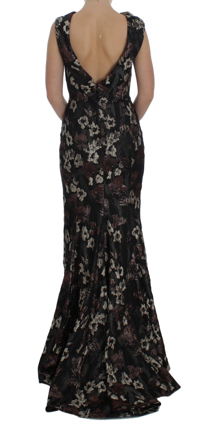 Dolce & Gabbana Elegant Floral Jacquard Full Length Dress