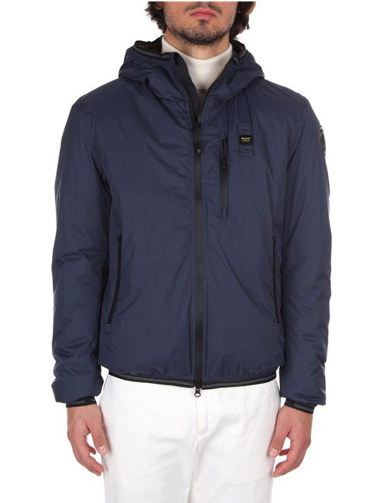 Blauer Sleek Nylon Hooded Jacket with Eco-Fur Detail