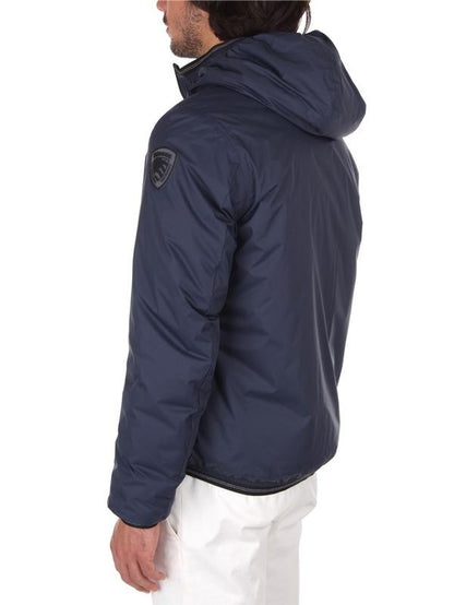 Blauer Sleek Nylon Hooded Jacket with Eco-Fur Detail