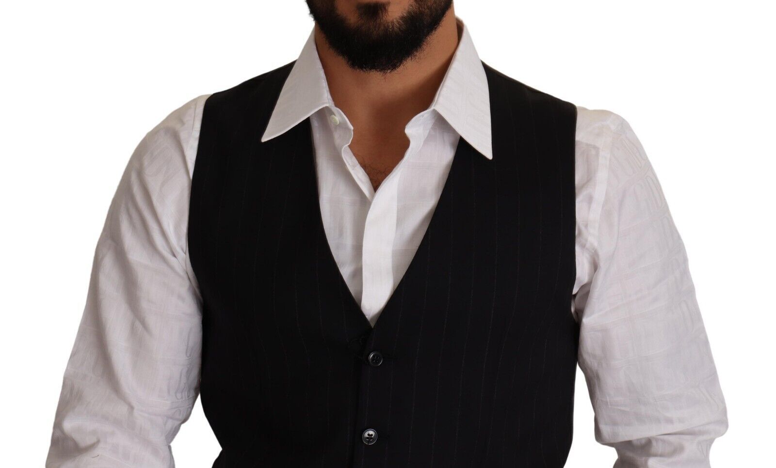 Dolce & Gabbana Blue Striped Wool Stretch Waistcoat Vest