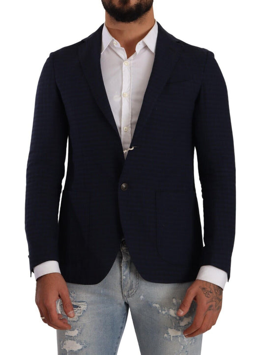 FRADI Slim Fit Notch Lapel Blazer in Dark Blue