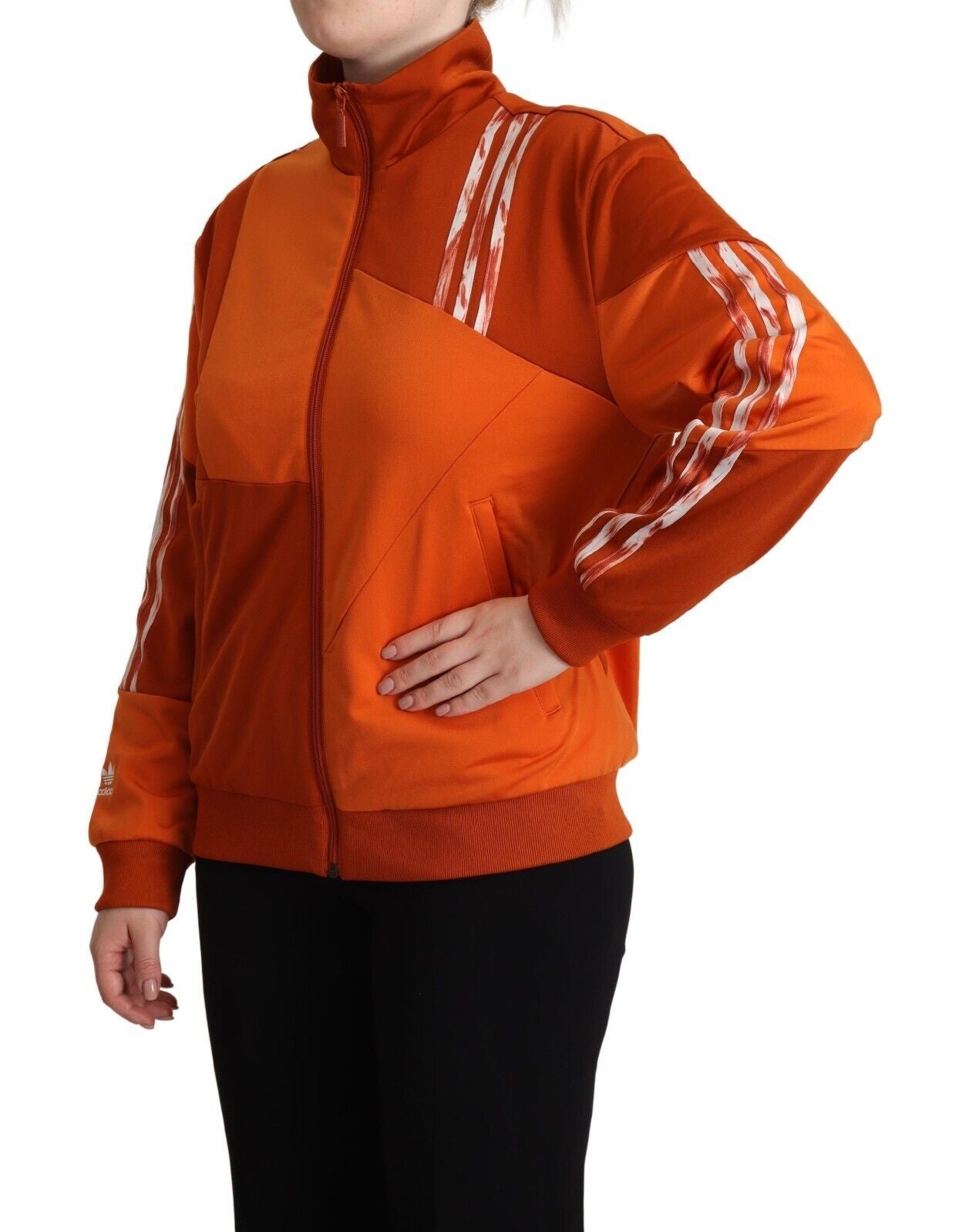 Adidas Chic Orange Bomber Jacket with Zip Closure