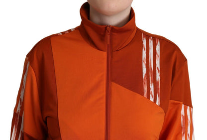 Adidas Chic Orange Bomber Jacket with Zip Closure