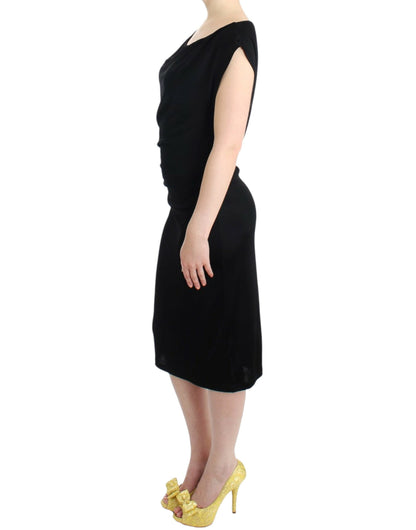 Costume National Elegant Black Knee-Length Viscose Dress