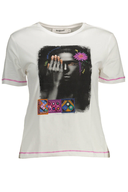 Desigual White Cotton Women T-Shirt