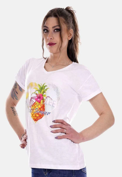 Yes Zee White Cotton Women Top