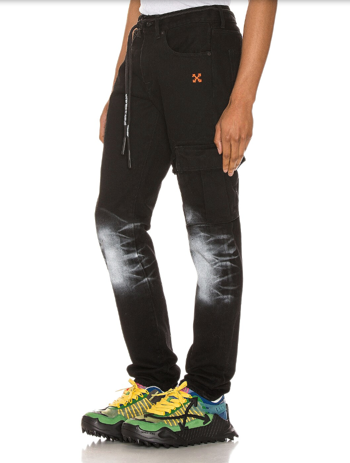 Off-White Elevated Black Cotton Cargo Trousers with Metal Details