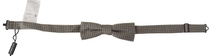 Dolce & Gabbana Black White Flower Pattern Silk Neck Papillon Tie