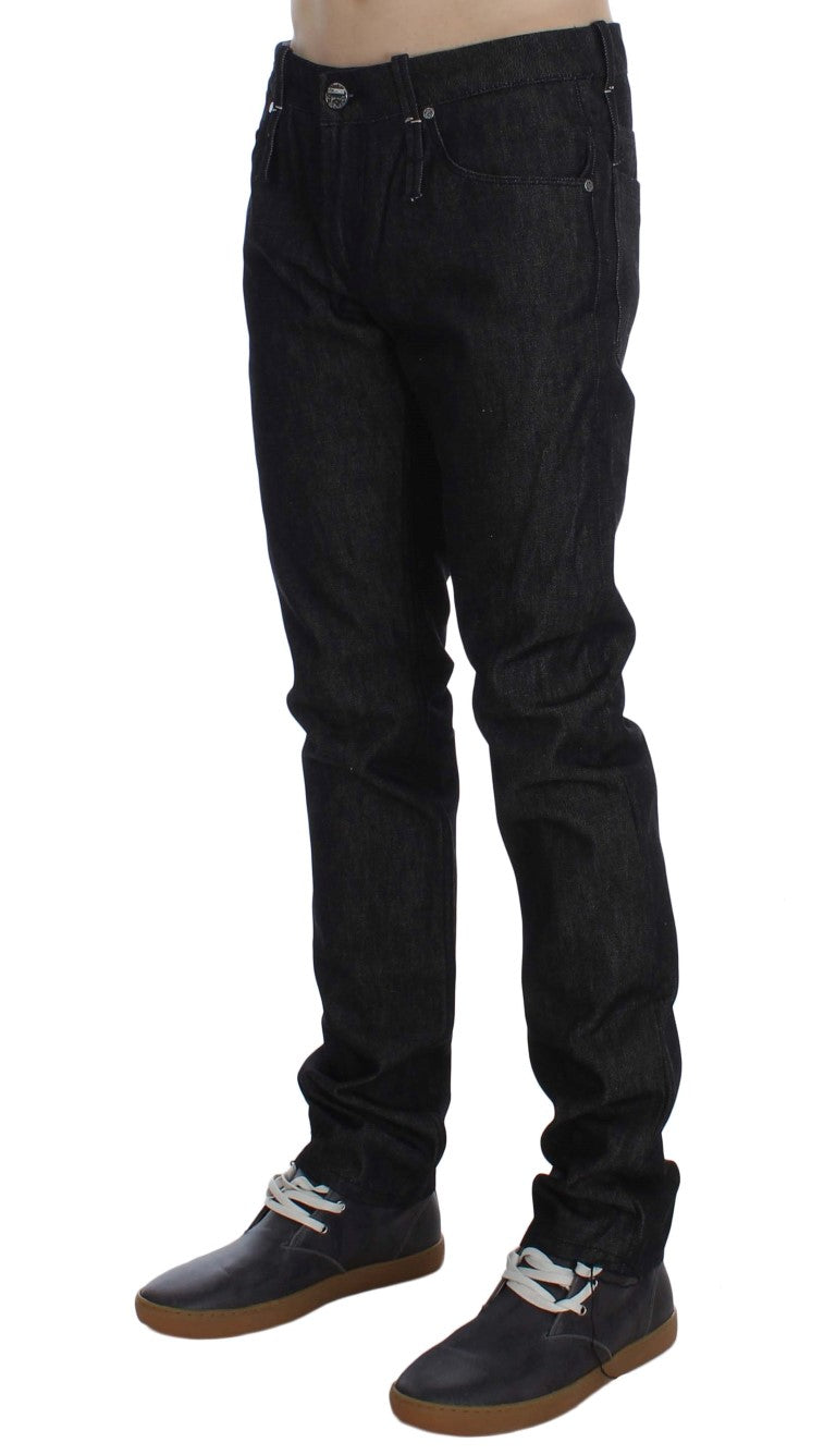 Acht Jet-Black Slim Skinny Fit Cotton Jeans