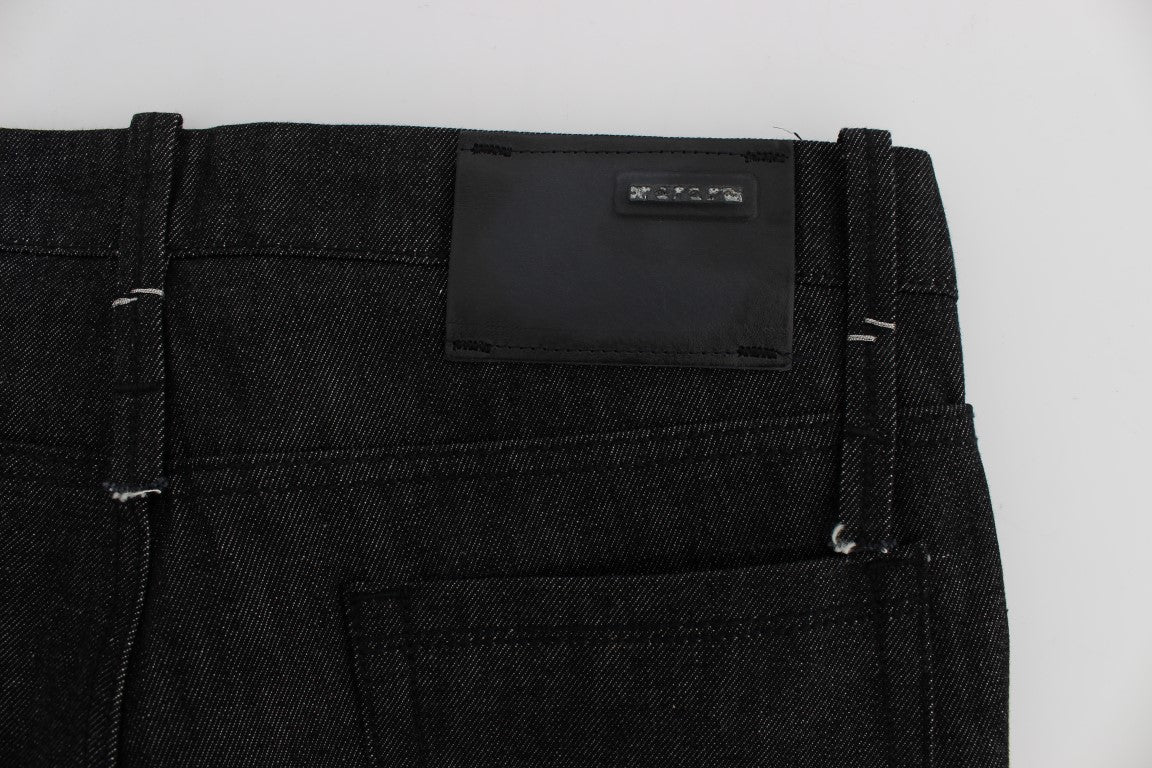 Acht Jet-Black Slim Skinny Fit Cotton Jeans