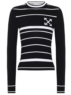 Off-White Striped Long-Sleeved Chic Sweater