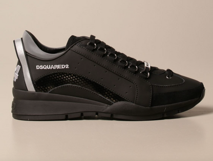 Dsquared² Sleek Black Leather Lace-up Sneakers