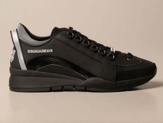 Dsquared² Sleek Black Leather Lace-up Sneakers