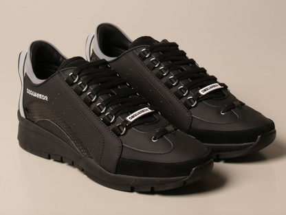 Dsquared² Sleek Black Leather Lace-up Sneakers