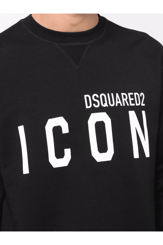 Dsquared² Elegant Black Cotton Sweater with Contrast Design